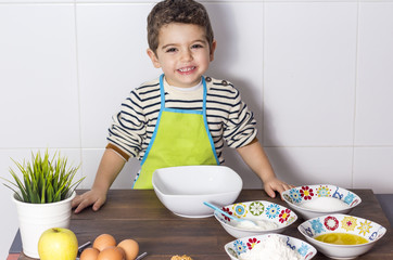 Child making a cake