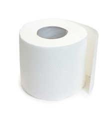 Roll of toilet paper isolated on white background