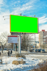 Blank billboard with chroma key on City street for your advertising