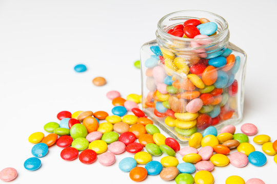 Jelly beans sugar candy snack in a jar