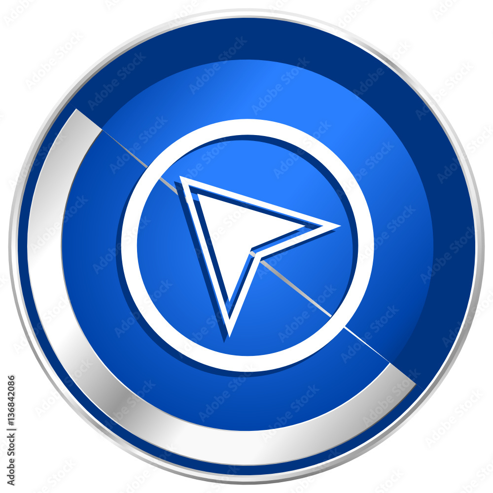 Poster Navigation blue silver metallic web and smartphone vector icon isolated on white background
