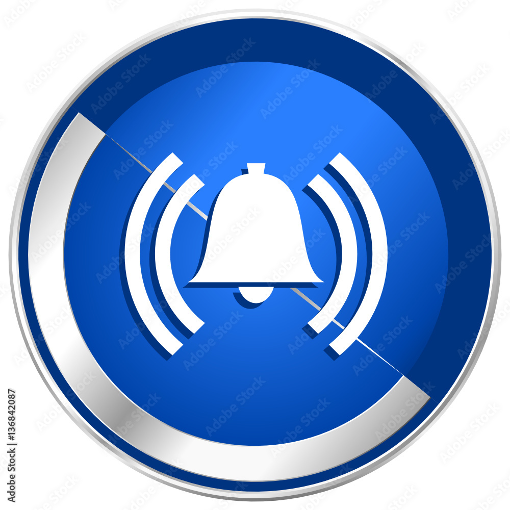Aufkleber alarm blue silver metallic web and smartphone vector icon isolated on white background
