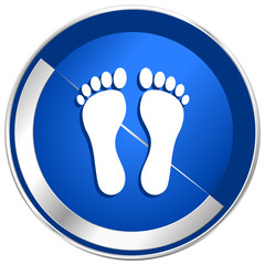Foot blue silver metallic web and smartphone vector icon isolated on white background
