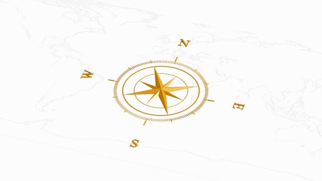 Video with compass on Earth map background