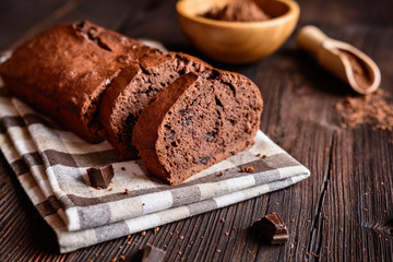 Delicious homemade chocolate banana loaf of bread