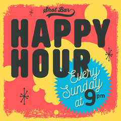 Happy Hour New Age 50s Vintage Label Poster Sign Design For Prom
