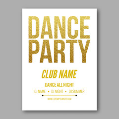 Vector dance party flyer golden style template