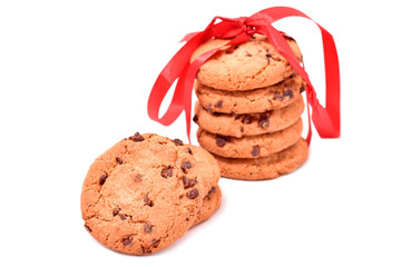 Chocolate biscuits isolated on white