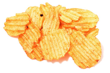 Salted chips isolated on white