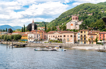 Laveno Mombello, located in an natural gulf on the east bank of Lake Maggiore in province of...