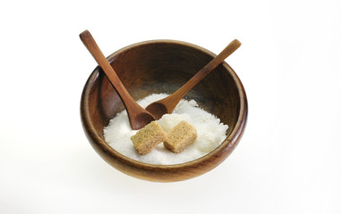 Brown and white sugar