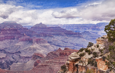 A view of the Visnu Temple, Grand Canyon National Park, Arizona, USA