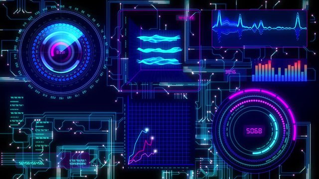  Animation futuristic interface technological abstract motion background.