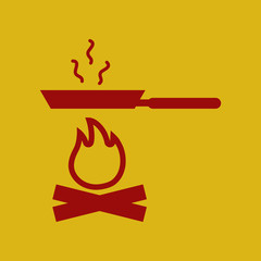flat icon Pan with fire