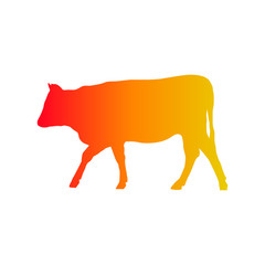 Colored silhouette of young cow