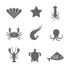 Icons with aquatic animals.