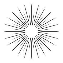 Sun rays on a white background, line drawing - Stock Vector