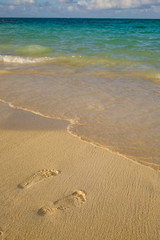 Footprints on the sand at Beach