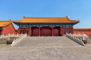 Traditional Chinese building under blue sky