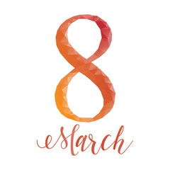 Womens day concept. Eight march isolated. Low poly