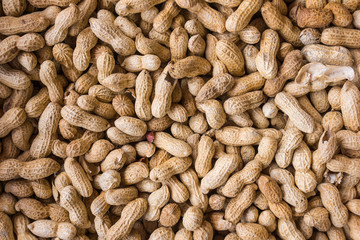 Peanuts  background.  Raw peanuts.  Many peanuts in shells