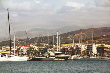 Boats in city of Rethymno, Crete, Greece