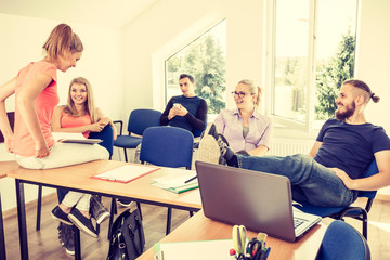 students in classroom during the break