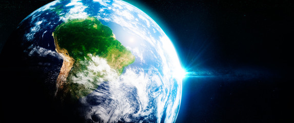 Fresh green rainorests in south america viewed from the space.