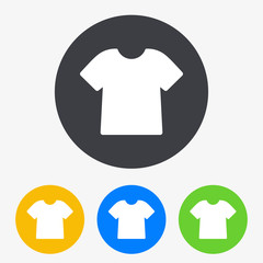 Icono plano camiseta en circulo varios colores