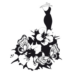 dress design, black, isolated on a white
