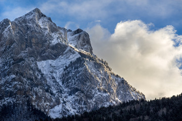 North face of the Pic de Morgon (Grand Morgon peak) in winter. Hautes-Alpes, Southern French Alps, France