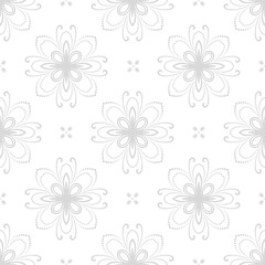 Fototapeta na wymiar Floral ornament. Seamless abstract classic pattern with flowers. Light silver pattern