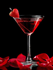 Red strawberry Valentine cocktail