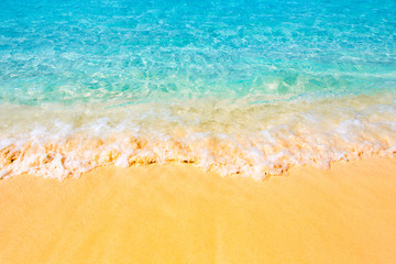 Soft wave at tropical sand beach island, Maldives