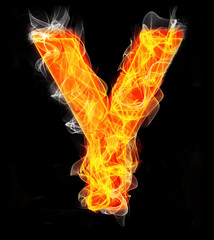 Fototapeta premium Burning letters as alphabet type Y