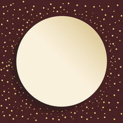 Nice frame with dots and volume circle. Fine greeting card. Brown and golden colors