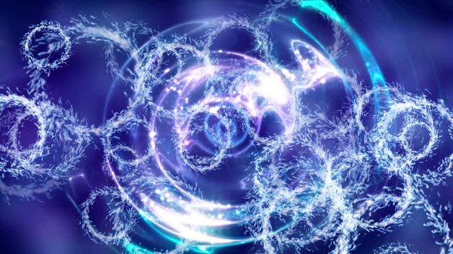 Abstract motion background shining light rays bokeh particles and energy waves loop.