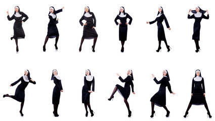 Obraz premium Pretty nun isolated on white