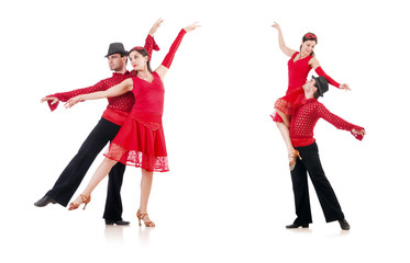 Pair of dancers isolated on the white