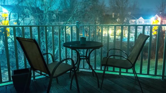 Snowstorm Timelapse Video from Balcony, Night to Day of Storm Niko