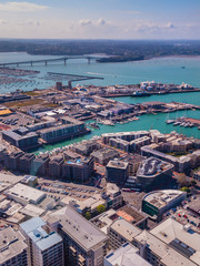 Auckland city harbor aerial view