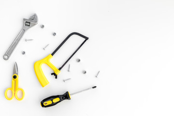Tools for repairing top view on white background