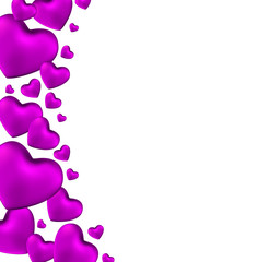 Violet hearts pattern white background. Happy Valentines day template. Vector illustration.
