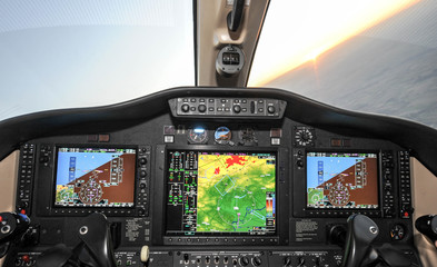 Business jet plane instrument panel