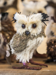 Toy owl from straw