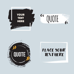 Vector quote boxes collection. Hand drawn frames, square, rectangle and round . Grunge brush strokes texture. - 136860427