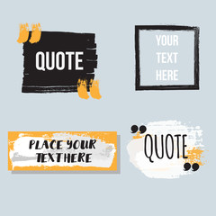 Vector quote boxes collection. Hand drawn frames, square, rectangle and round . Grunge brush strokes texture. - 136860432