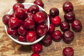 maroon ripe cherries