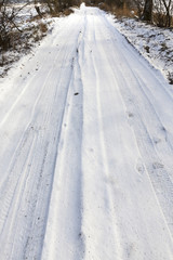 winter road, close-up