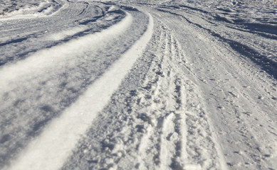 winter road, close-up